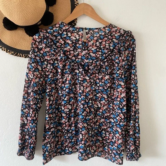 Madewell Floral Ruffle-Yoke Cotton Long Sleeve Blouse - Picture 7 of 14